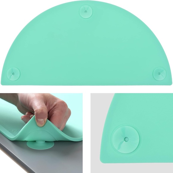 Kids Silicone Placemats w/ Suction Cups, Raised Edges, Non-Slip - TEAL XL 22”x11 - Picture 3 of 9